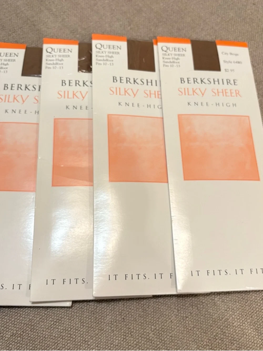 Set of 4 Berkshire Silky Sheer Knee-Highs in Tan/Beige - Picture 1 of 2